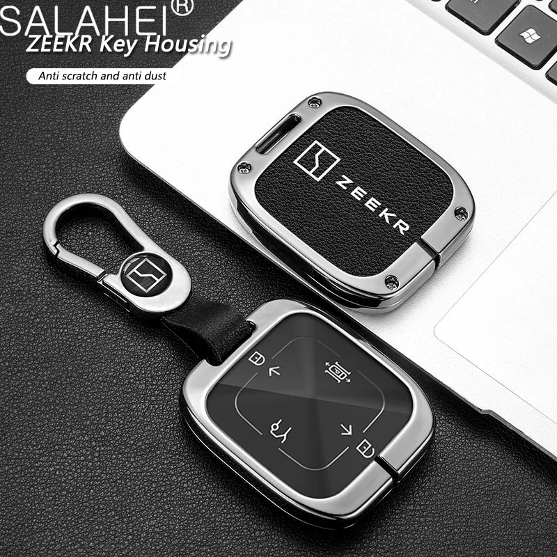 

Zinc Alloy Leather Car Smart Remote Key Case Cover Protector Holder Shell For ZEEKR 001 Keyless Keychain Keyring Accessories