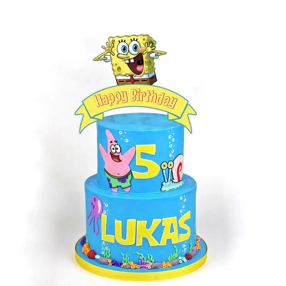 SpongeBob SquarePants Birthday Party Supplies Photography Patrick Star Background Acrylic Cake Decoration Home Decoration