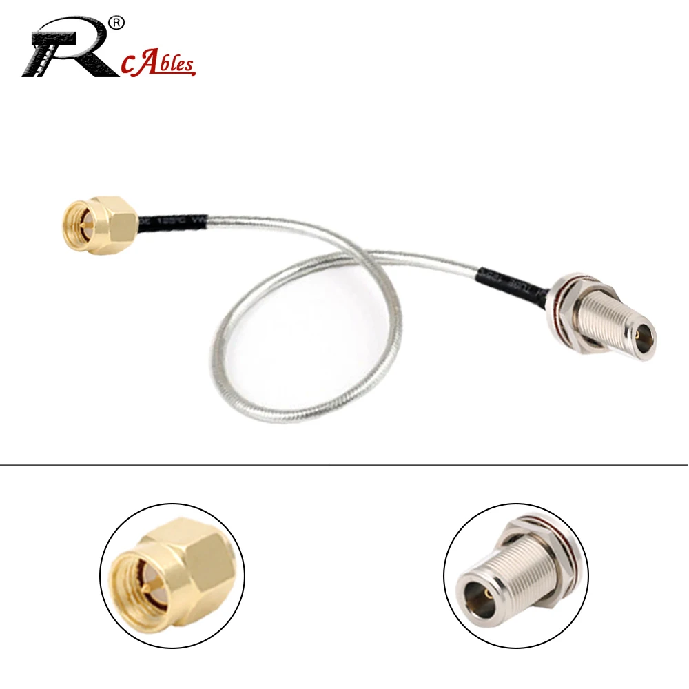 

1PC Waterproof N Female Jack to SMA Female Jack Connector RG402 Semi-rigid Flexible RF Coaxial Cable Silver Pigtail 50Ohm