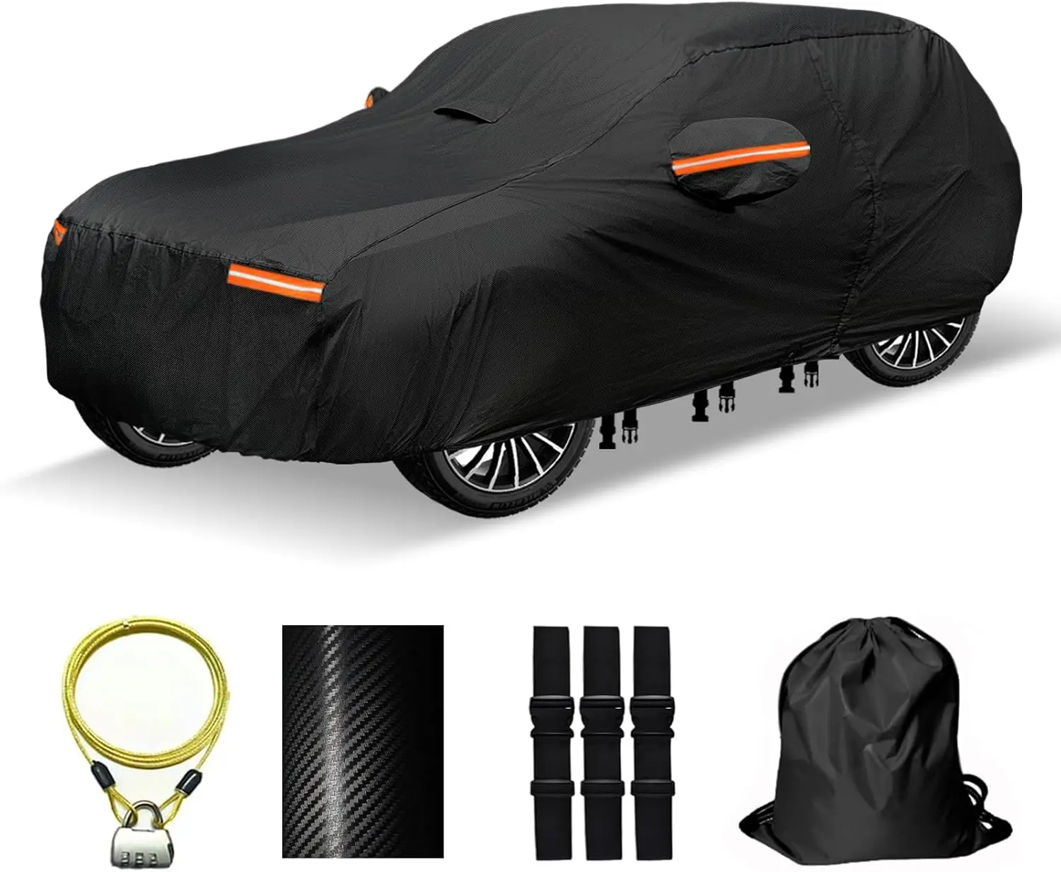 

All-Weather SUV Car Cover, Waterproof Snowproof UV Windproof, Door Zipper, 181"-190"