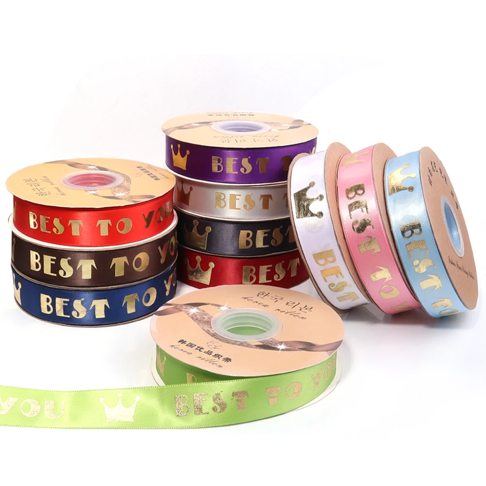 

"Best to You" Letter Ribbon 2.5cm olorful Polyester Ribbon Printed Craft Ribbon for Christmas Gifts Weddings Bouuets Packageing