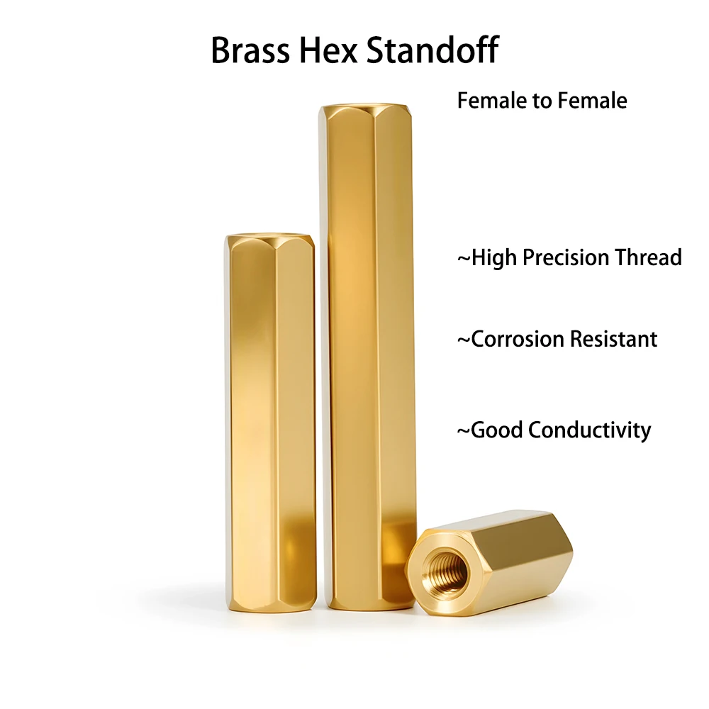 Brass Hex Standoff Female to Female M2 M2.5 M3 M4 M5 Double Pass Hexagonal Threaded Spacer for PCB Circuit Board Assembly