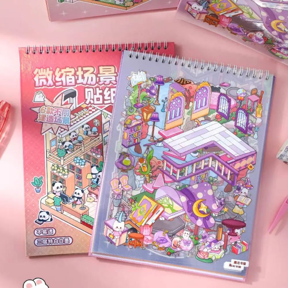 

Kawaii PET миниатюрная коллекция сцен мультфильм DIY пейзажная наклейка книга визуальное укладка 3D 3D карманная кабина наклейки сцены дети