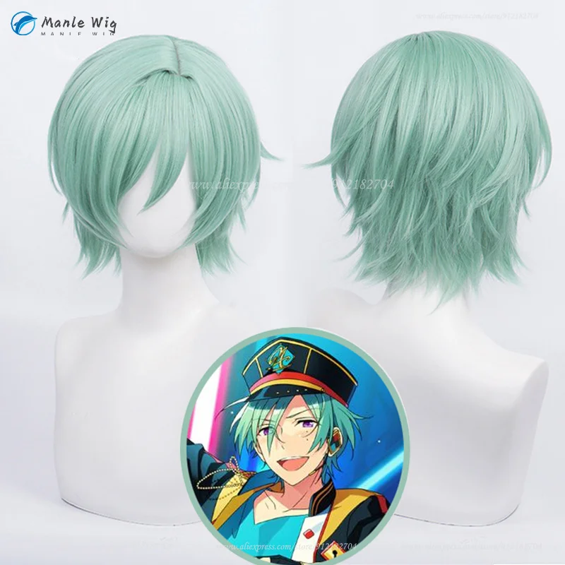  ES Cosplay Kazehaya Tatsumi Wig Short Green Heat Resistant Synthetic Hair Halloween Party Anime Wigs + Wig Cap