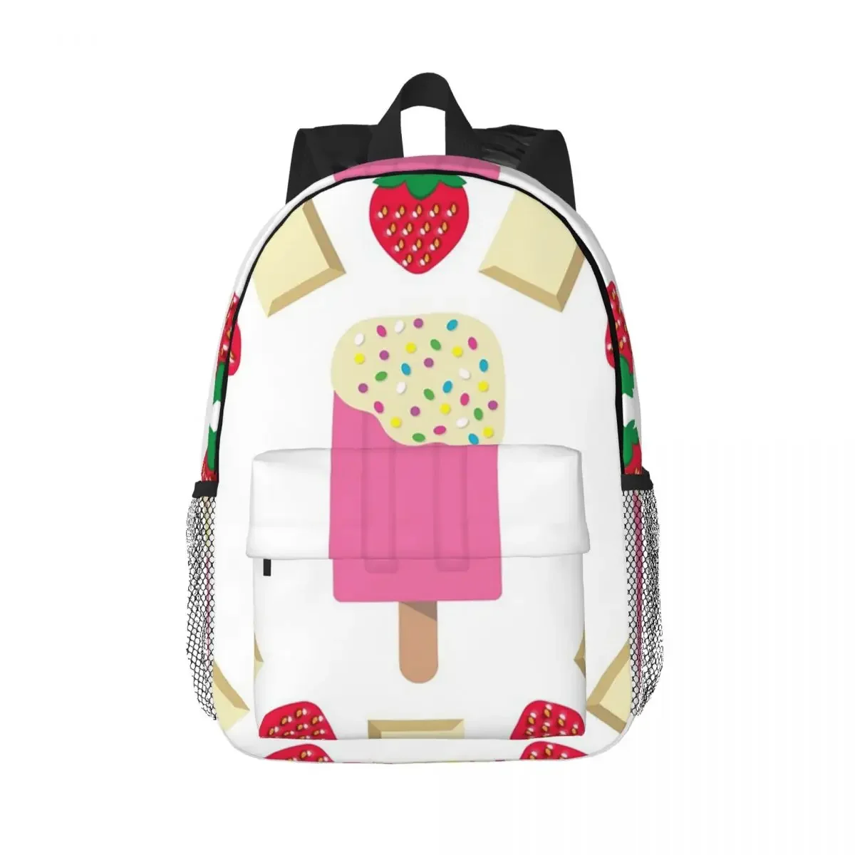 

Strawberry Popsicle Pattern Backpacks Boys Girls Bookbag Casual Students School Bags Travel Rucksack Shoulder Bag Large Capacity