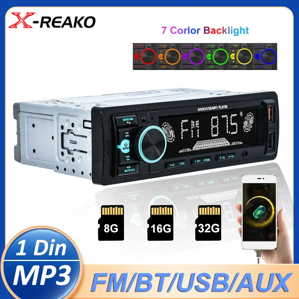 X-REAKO 1 Din Car MP3 Car Radio Car Multimedia Player Bluetooth FM Auto  AUX 2 USB TF Fast Charging 890