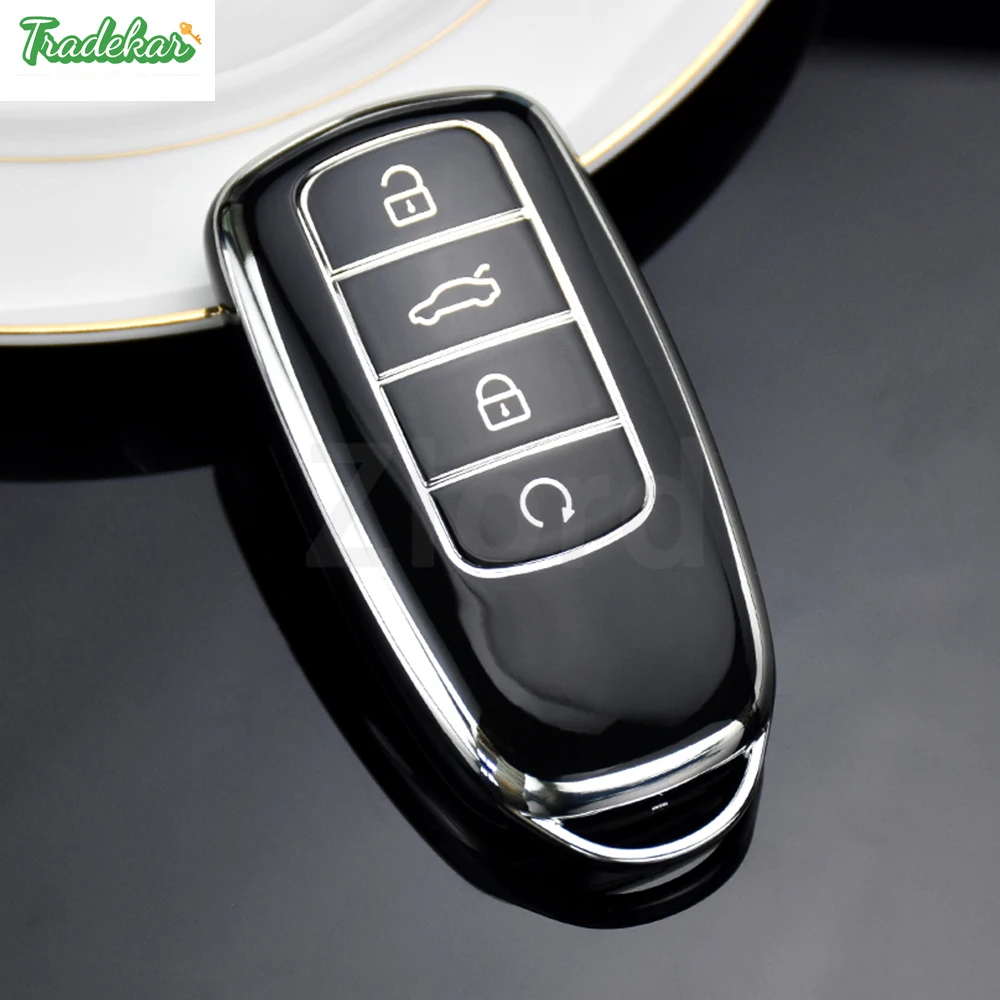 

Мягкий чехол для автомобильного ключа из ТПУ с серебряным краем, защитный чехол для Chery Tiggo 8 Pro Tiggo 7 Pro 2021 Arrizo 5 4 кнопки, аксессуары