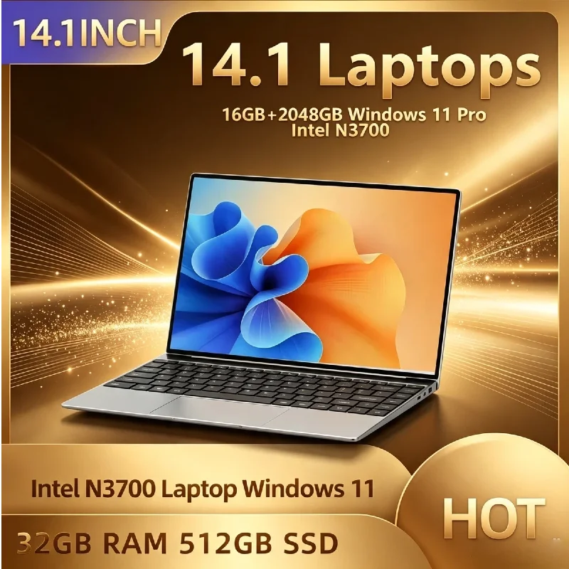 Intel N3700 14.1 Inch Ultra‑Slim Portable Laptop 16GB RAM 2TB SSD 1920*1080 FHD Display Notebook For Office & Study