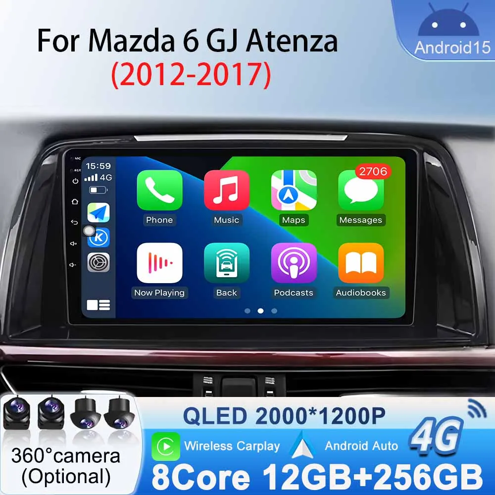 

Car Radio GPS Navigation for Mazda 6 GJ Atenza 2012 -2017 All-in-one Android 15 Stereo Carplay Auto Multimedia WiFi Video Player