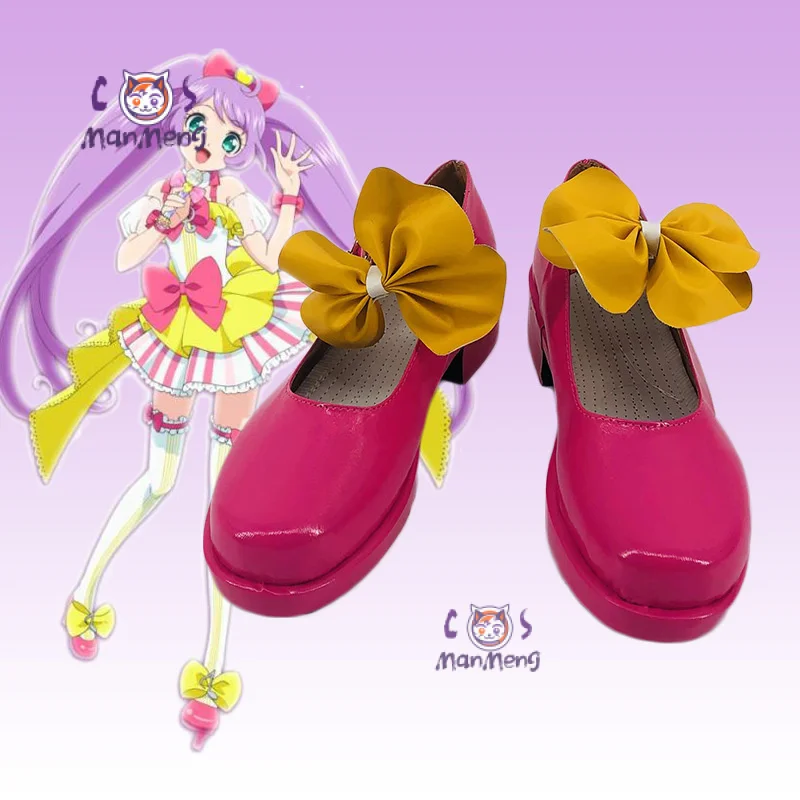 Anime PriPara Manaka Laala cosplay shoes pink sweet Lolita thick soled short boots for men and women