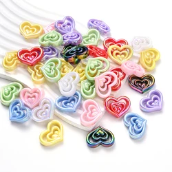 10Pcs 23x30mm Acrylic Loose Spacer Beads Colorful 3 Levels Heart Acrylic Beads For DIY Necklace Bracelet Earrings Jewelry Making