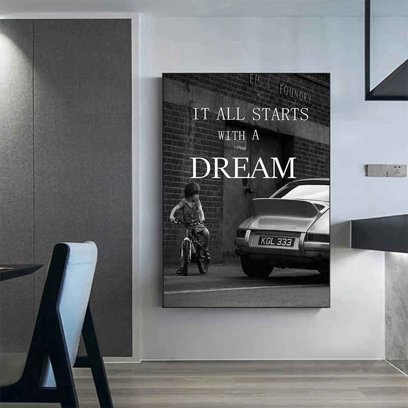 كل ذلك يبدأ مع حلم ملهمة المشارك و طباعة جدار الفن قماش اللوحة ديكور المنزل كلمة صورة لغرفة المعيشة مكتب