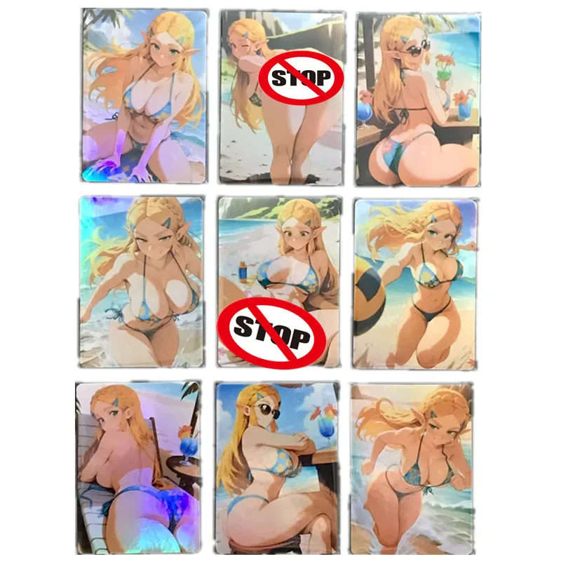 

9 шт./компл., сексуальные карты, персонажи аниме Legend of Zelda Zelda, пляжный купальник, телесные фотографии, боевые игры, игрушки, подарочная коллекционная карта