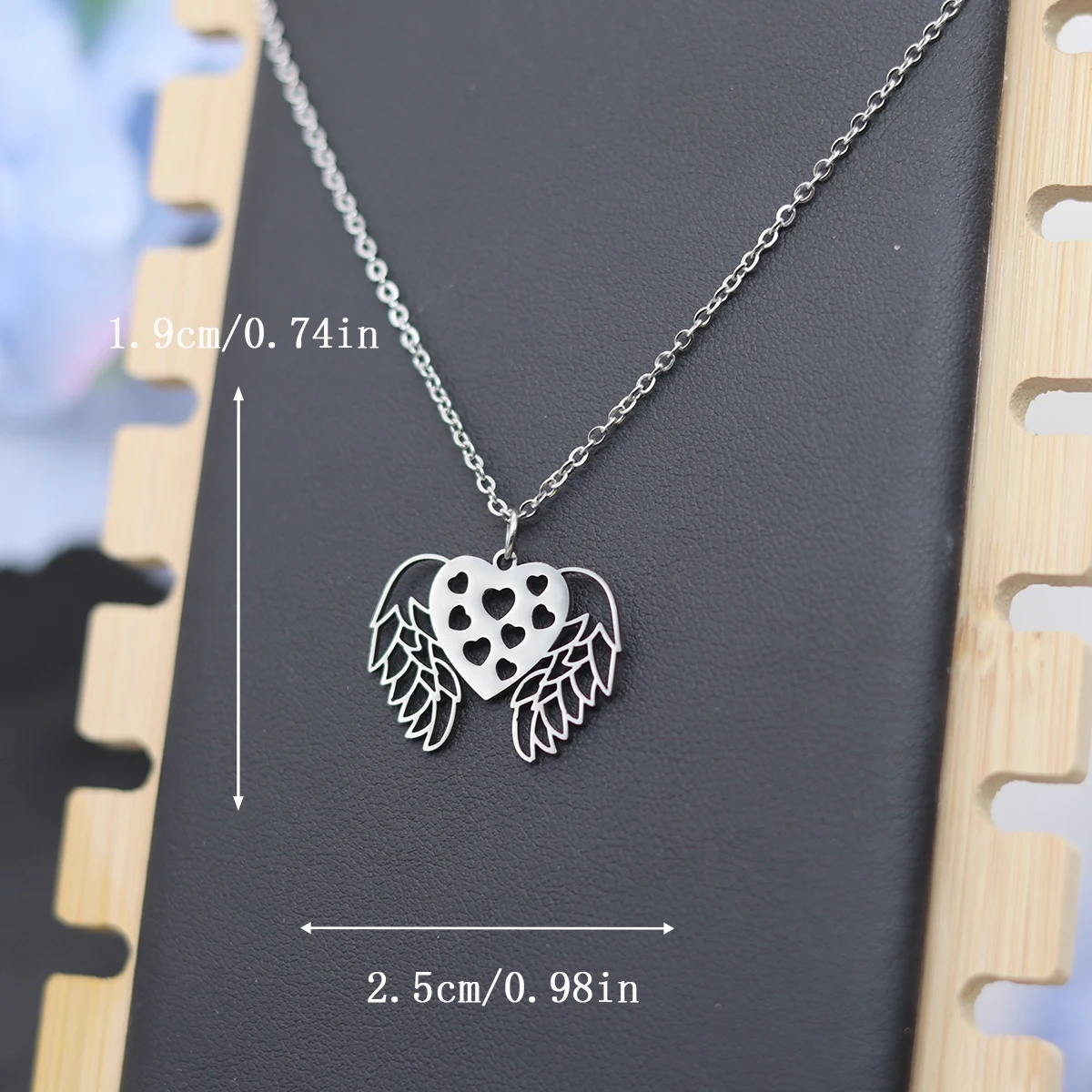 Kinitial Heart Wing Necklace Angel Chain Supernatural Amulet Gift For Women Stainless Steel Talisman Pendant Fashion Jewelry