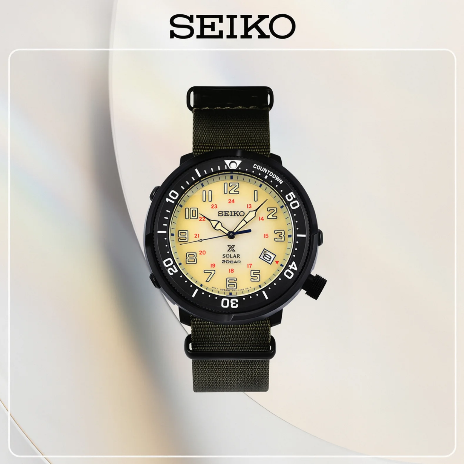 Original SEIKO Solar Diver Watch Men 200M Waterproof Stainless Steel Sport Quartz Date Nylon Strap Luminous Wristwatches