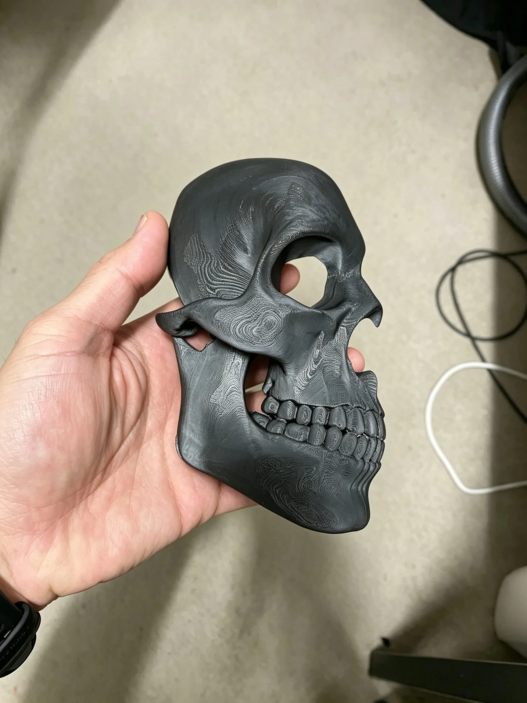 3‑Piece Set 3D‑Printed Skull Wall Decor, Hollow Half‑Face Skull Wall Hanging Ornaments, Gothic‑Style Horror Wall Art Sculptures