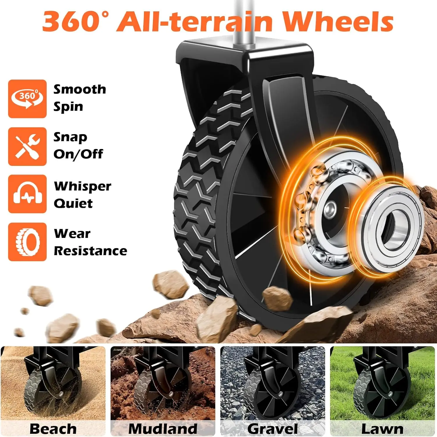 折りたたみ式ワゴンカート、車輪付き、軽量で持ち運び可能、ビーチ、キャンプ、スポーツ、庭用、カップホルダー2個付き、ブラック、360ポンド