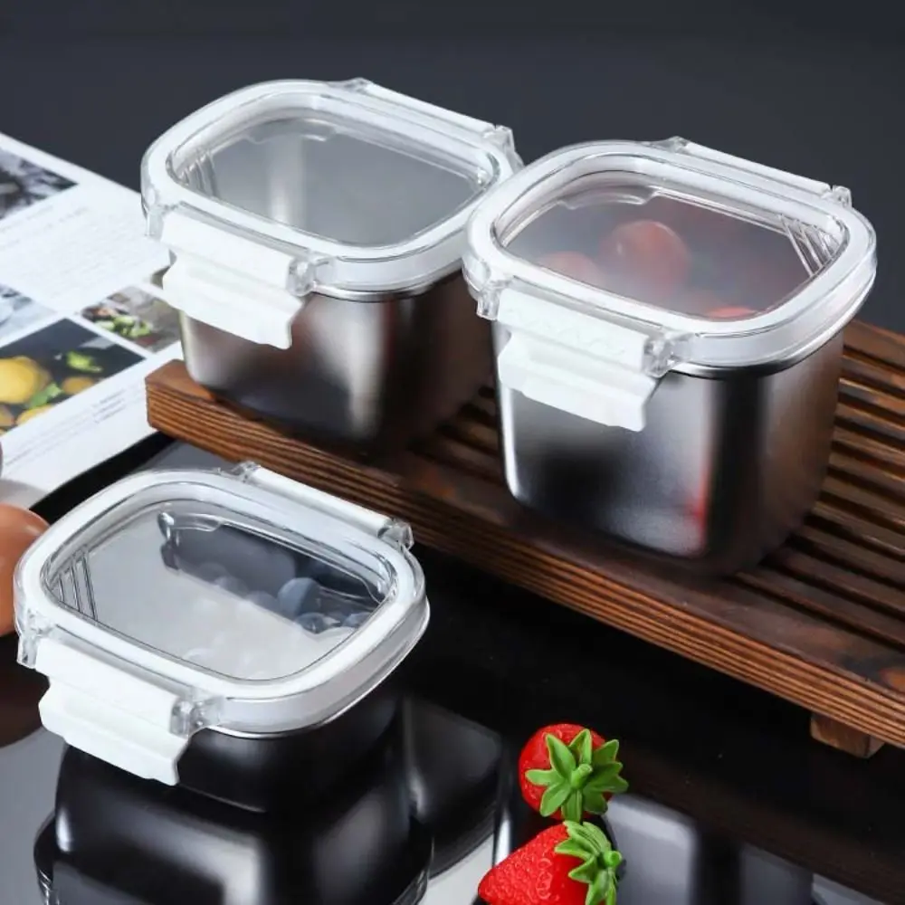 

304 Stainless Steel Food Preservation Box Sealed Lid 250ML/450ML/550ML/1000ML Food Storage Containers Dishwasher Safe Lunch Box