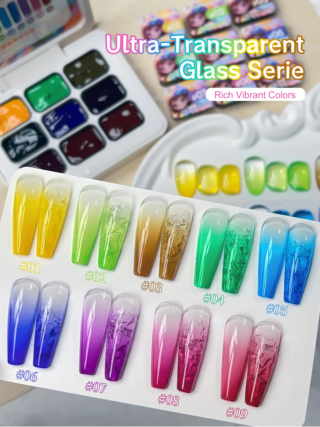 9Colors Nail Art Color Nail Polish Hard Long-Lasting Slap Glue Gradient Effect Nail Art Gift Nail Art Shop DIY Nail