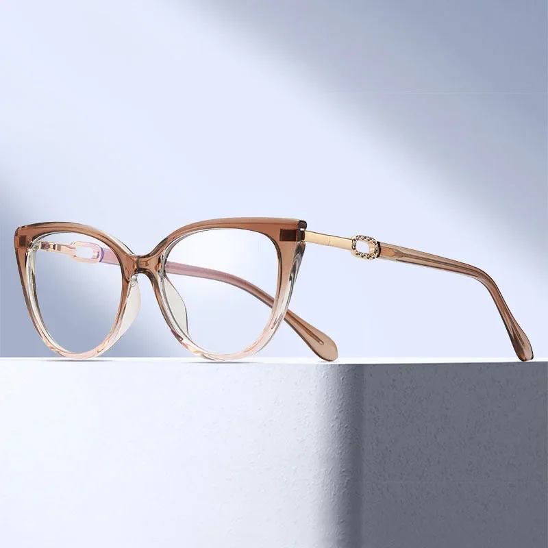

INS TR90 Women's Cat Eye Anti Blue Light Glasses Fashion Trend High end Sensation Flat Light Mirror Customized Presbyopia Mirror
