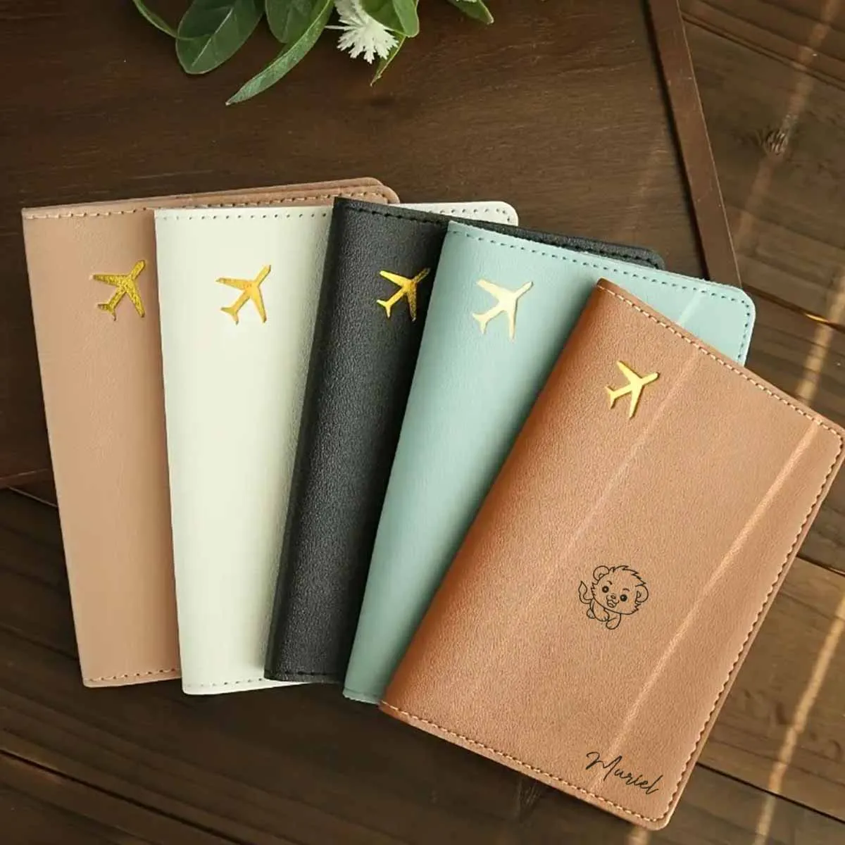 

1pc Personalized Name Passport Cover Girlfriend Gift Leather Passport Pouch Water Resistant