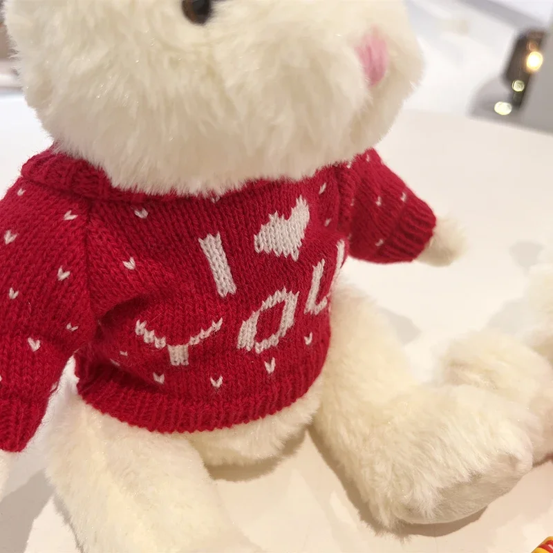Lapin en peluche mignon avec pull, poupée pour enfant, cadeaux d'anniversaire pour enfants, jouets d'accompagnement pour bébé, cadeau de saint valentin
