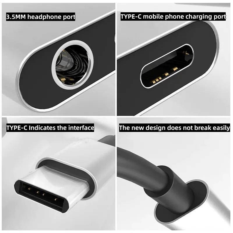 2 in 1 Audio Adapter Type C To 3.5mm Jack Type C Charging Aux OTG  Adapter For Samsung Xiaomi Huawei Wired Earphone Converter