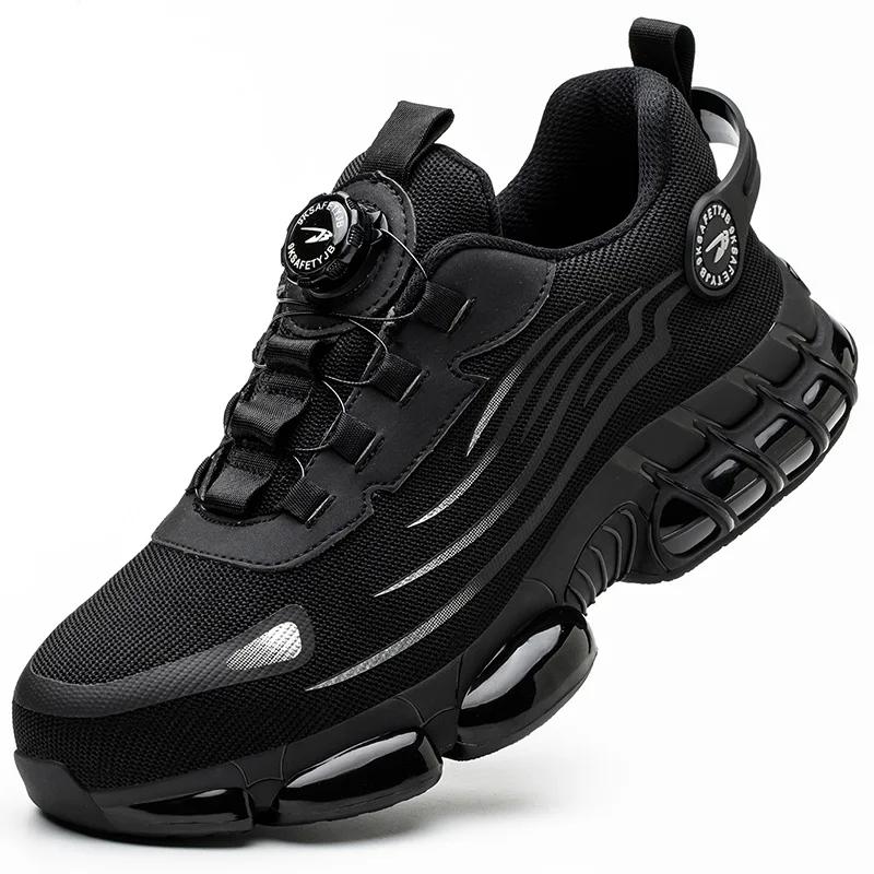 Men Rotating Button Safety Shoes Steel Toe Work Sneakers Indestructible Shoes Puncture-Proof Work Boots Air Cushion Safety Shoes