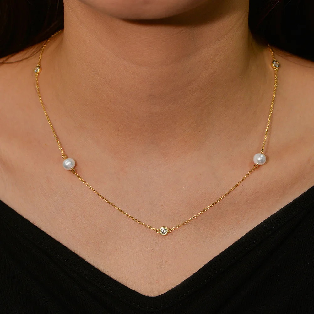 Collier de Niche en argent Sterling S925 de Style coréen, perle d'eau douce naturelle et Zircon, chaîne de clavicule haut de gamme INS pour femmes