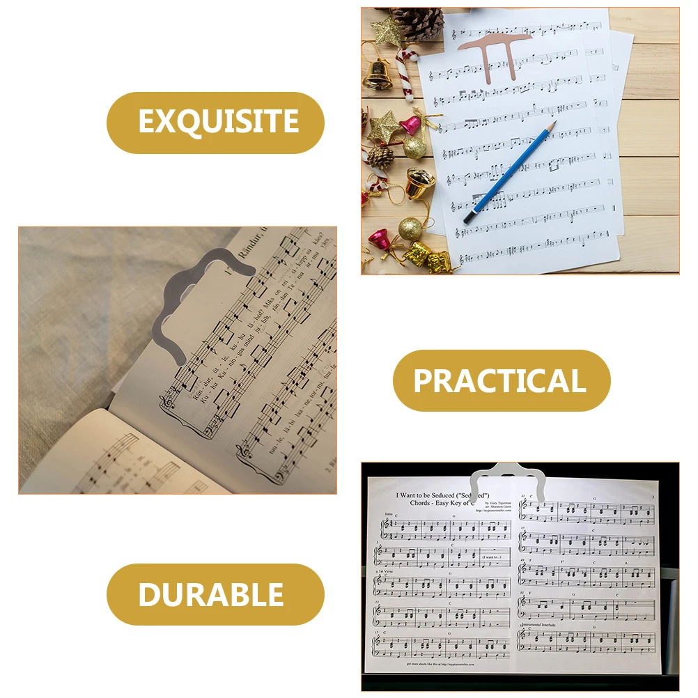 

3pcs Music Sheet Clip Metal Book Holder Portable Page Holder Small Score Clamp Lightweight Durable Easy Carry For Music Book
