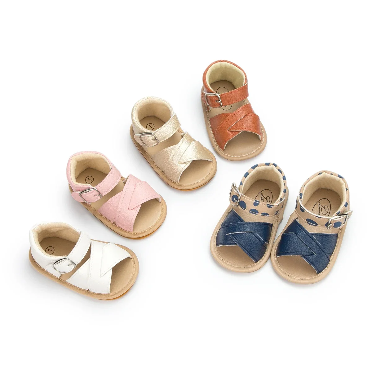 Baby Girl Summer Sandals  Rubber Sole Flat Anti-slip PU Leather Multicolor Infant 0-18M Newborns First Walkers Baby Shoes