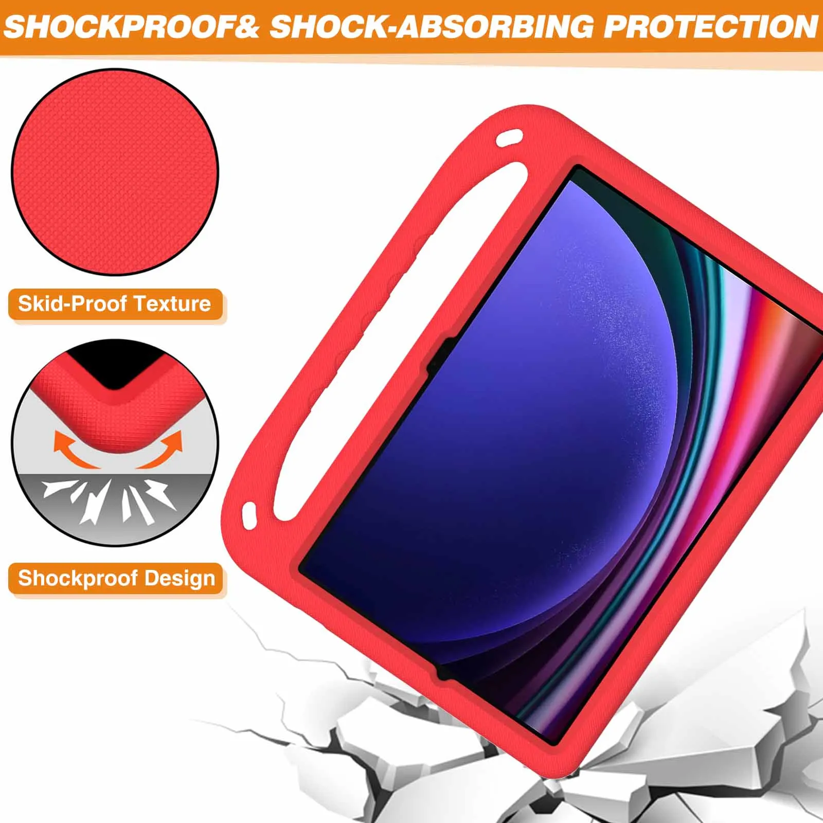 EVA Kids Case For Samsung Galaxy Tab S7 S8 S9 FE Plus SM-T870 X700 X710 X510 T970 T730 X800 X810 X610 Stand Cover Shockproof