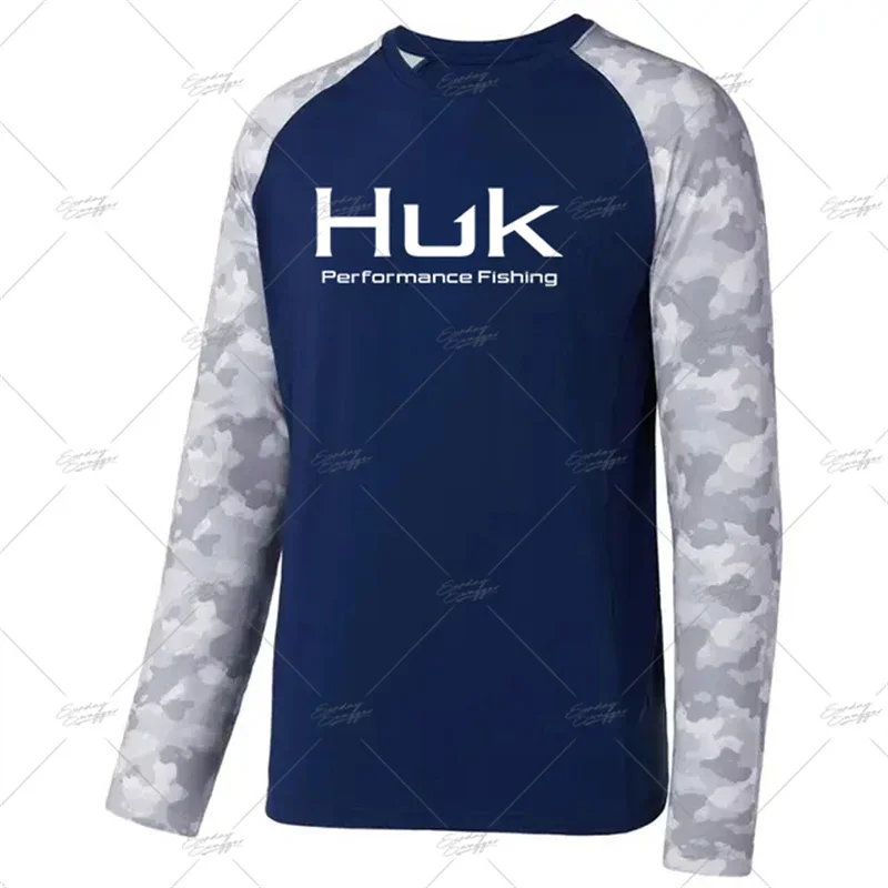 HUK Fishing Shirt Men Sun Protection Long Sleeve Shirt Summer UPF50 Quick Dry Breathable Fishing Clothes Anti-UV Fishing T-Shirt