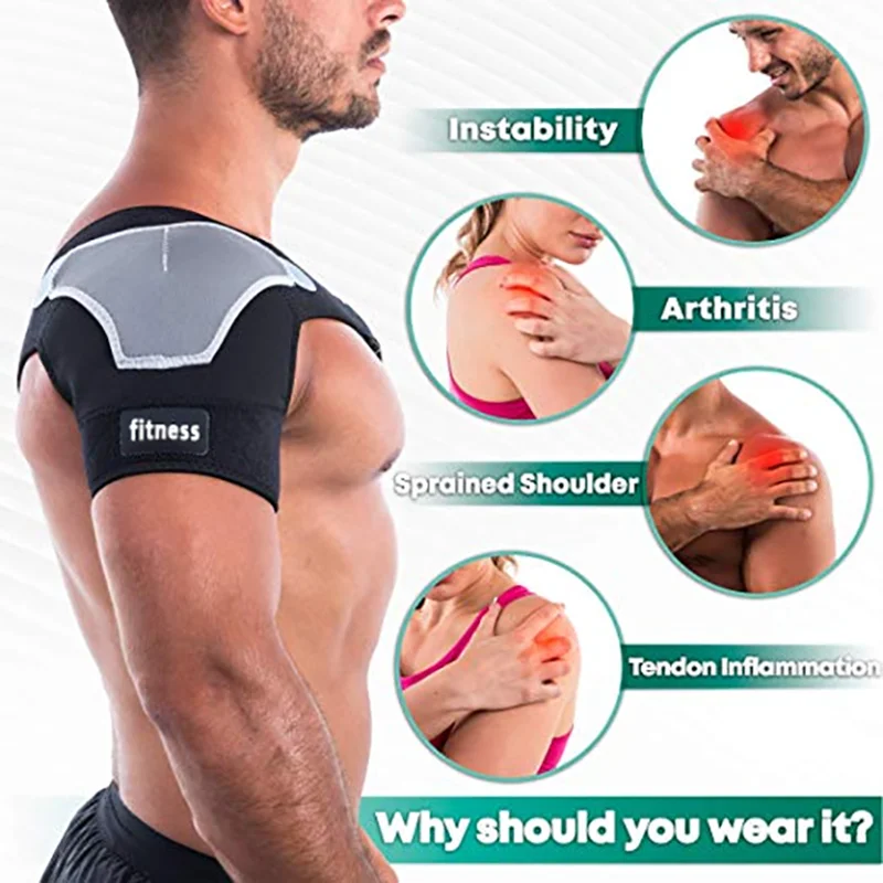 Almohadilla de soporte de hombro ajustable, correa de neopreno, mangas de compresión, protector de espalda