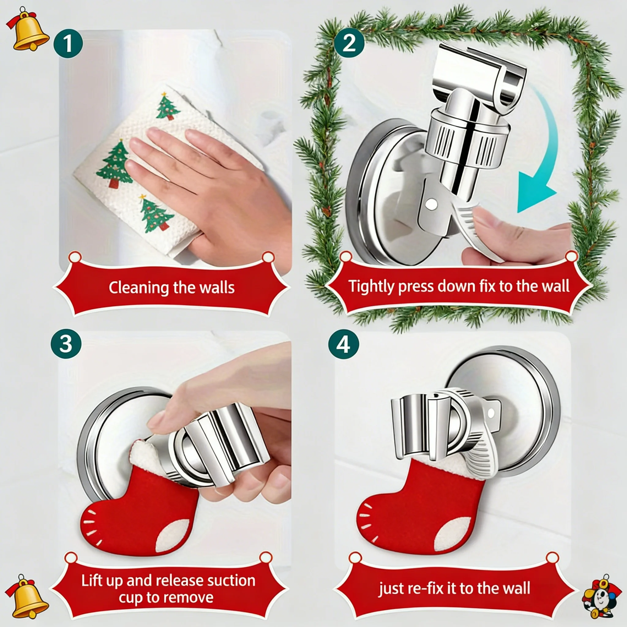 1-Piece Adjustable Shower Head Holder - Hands-Free Shower, Easy Installation, Perfect Bathroom Upgrade Gift for Holidays​ - Image 3