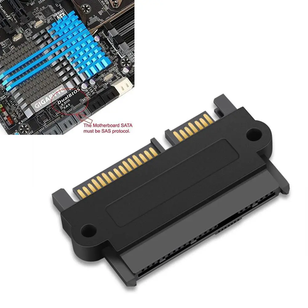 7 Pin SATA Connector To 15 Pin Male Power Connector And SFF-8482 SAS  To SATA 22 Pin Angle 180 DegreeHard Disk Connector