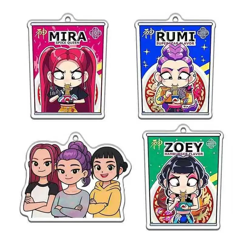 พวงกุญแจอะคริลิคการ์ตูน Kpop Demon Hunters มิรา รูมิ โซอี้ ซาจา บอยส์ ของขวัญยอดนิยมสำหรับแฟนคลับ Huntr-X