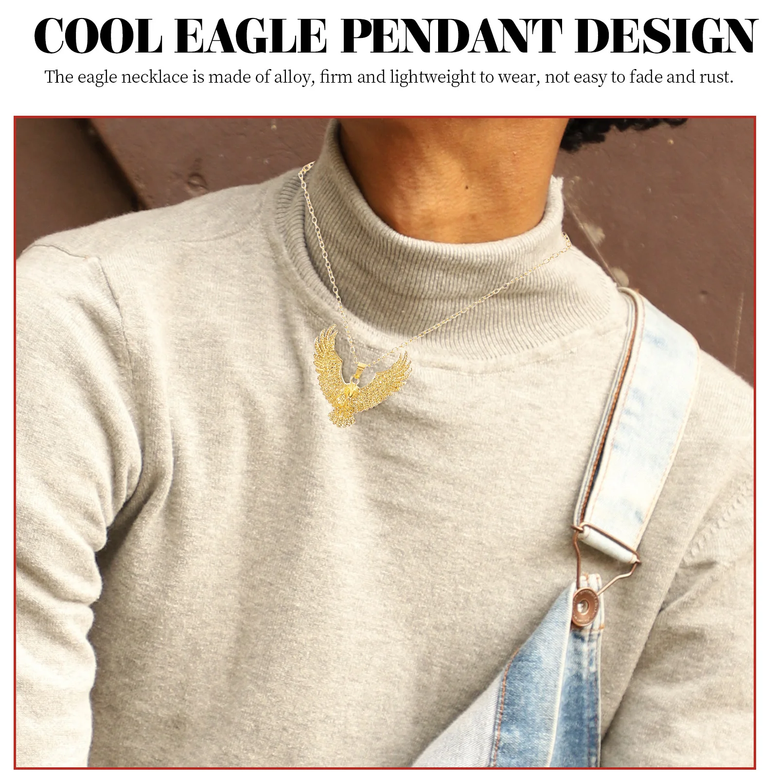

Alloy Eagle Necklace Pendant Lightweight Comfortable Chain Necklace for Men Boys Daily Wear Eagle Pendant