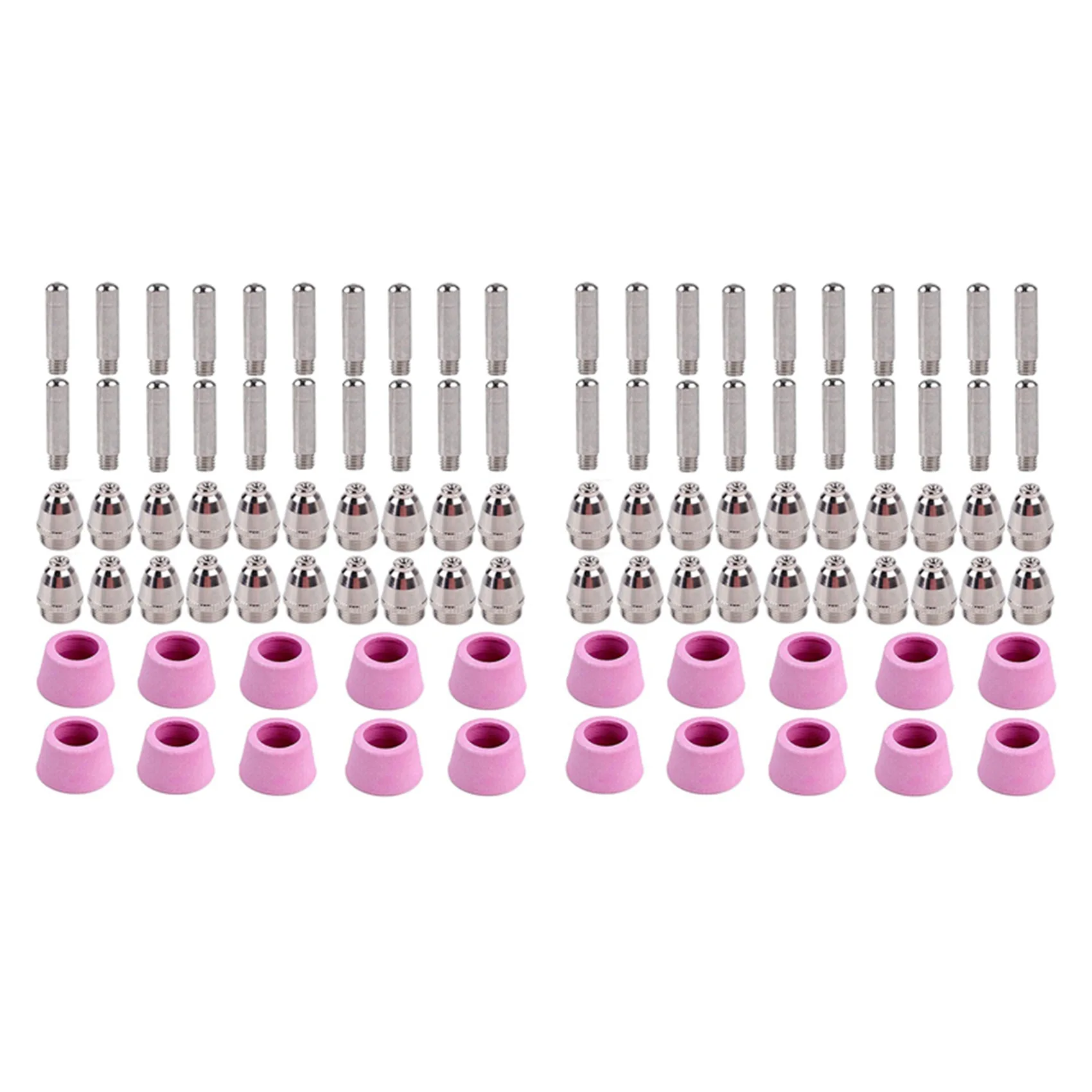 

Комплект расходных материалов для плазменного резака ABFU-100Pcs: электроды, сопла, колпачки для AG-60, SG-55, WSD-60, совместим с плазменными резаками CUT-60, LGK-60.