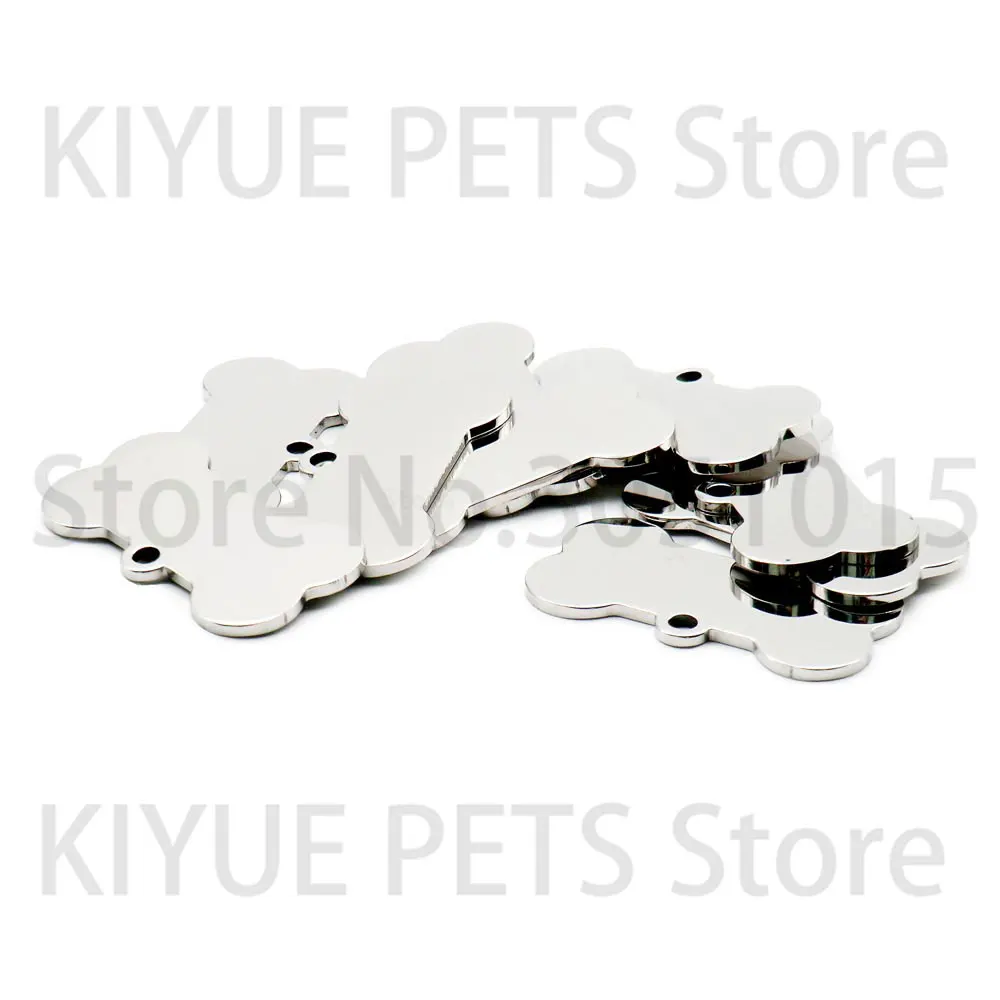 Wholesale 100pcs Bone Pet ID Tag Blank Engraved Stainless Steel Pet Supplies Cat Collar Accessory DIY Name Pendant Personalized