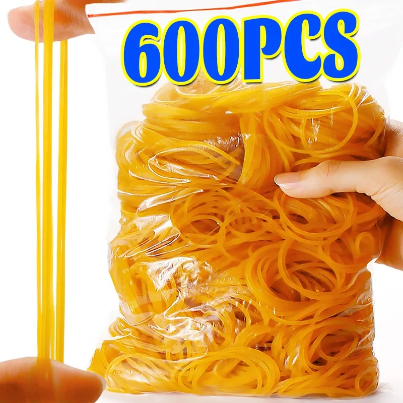 

600/150pcs Yellow Rubber Band Strong Adjustable Rubber Rings High Elastic Stretchable O Rings Storage Band Home Office Supplies