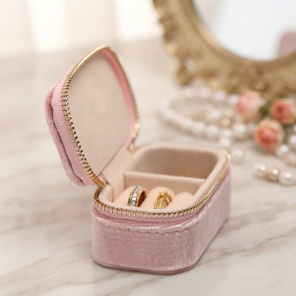 Mini High-end Ring Box Exquisite Velvet Necklace Jewelry Organizer Portable Travel Earring Storage Box
