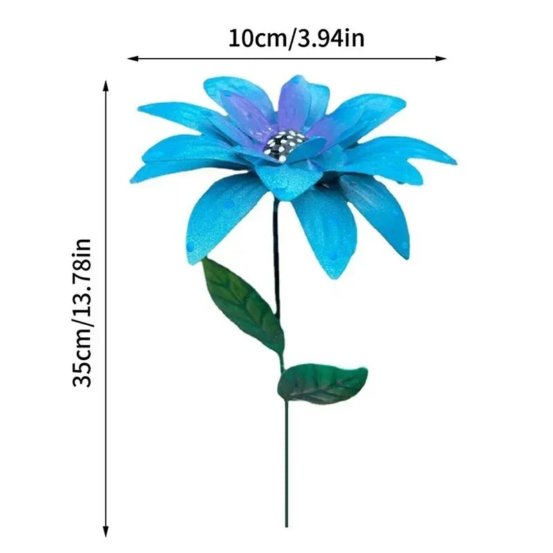 8 Colors Metal Flowers Garden Stakes Patio Stick Indoor Outdoor Crafts Rustproof Metal Iron Yard Art Lawn Decoration Instock