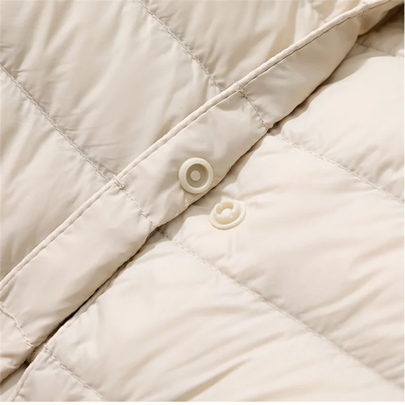 Knitted Patchowrk Hooded Down Coat Autumn Winter Women Light Thin White Duck Down Jacket Ladies Short Warm Parkas Puffer Outwear