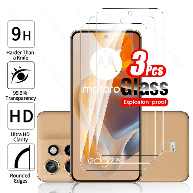 3Pcs HD 9H Tempered Glass Full Cover Screen Protector for Motorola Edge 50 Neo 50Neo Moto Edge50Neo 5G XT2409-5 6.4