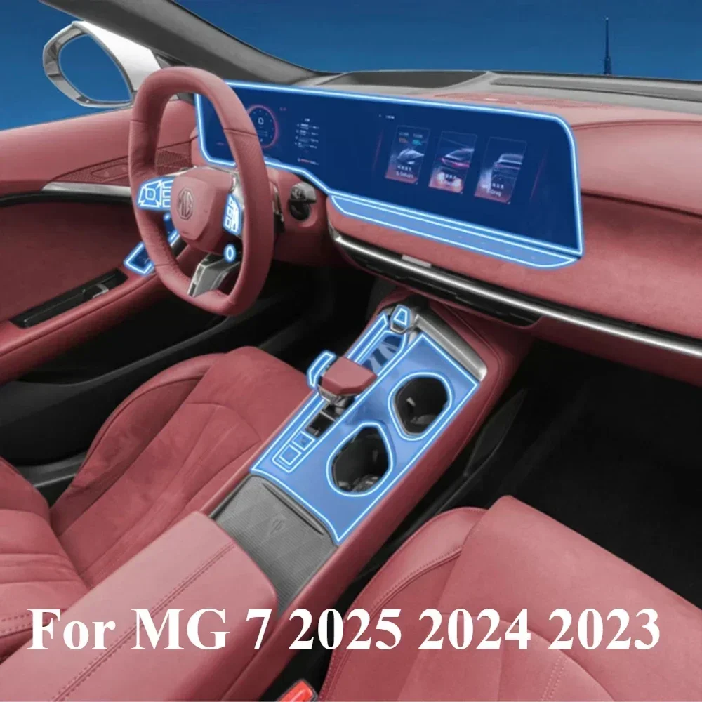 For MG 7 2025 2024 2023 Car interior Accessories film transparent TPU GPS Gear Panel Center Console PPF Protection Sticker