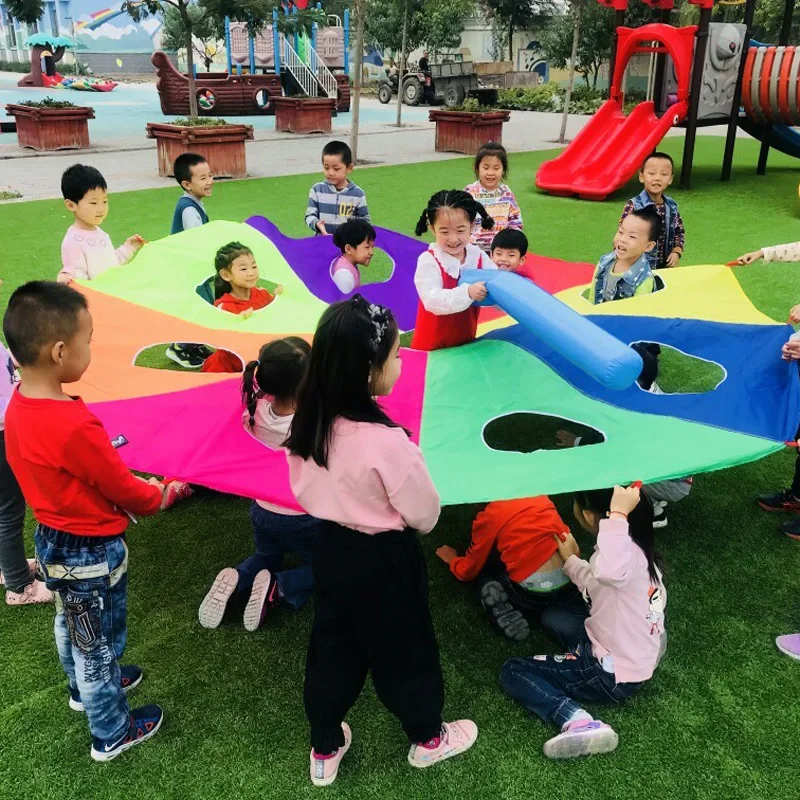 Kindergarten Hit Hamster Colorful Mat Rainbow Umbrella Parachute Toy Parent-child Activities Game Props Children Outdoor Sports