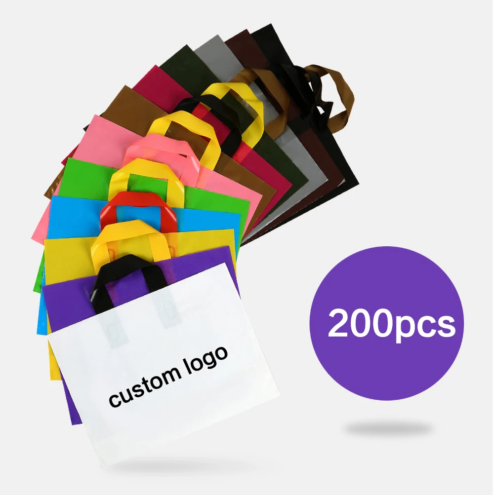 

200pcs custom logo Shopping Bag Plastic Bag Gift Bag Clothing Store Personalized Bag Double-sided logo printing summer deals