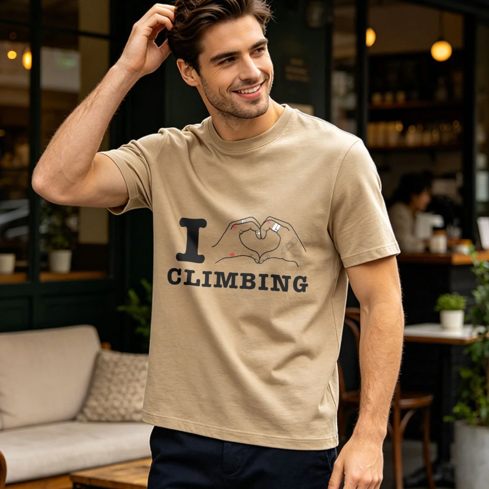 I Love Climbing Tee Bandaged Hands Print Short Sleeve Cute Rock Climbing Casual Unisex Tshirt Climber’s Love Gift T-Shirt