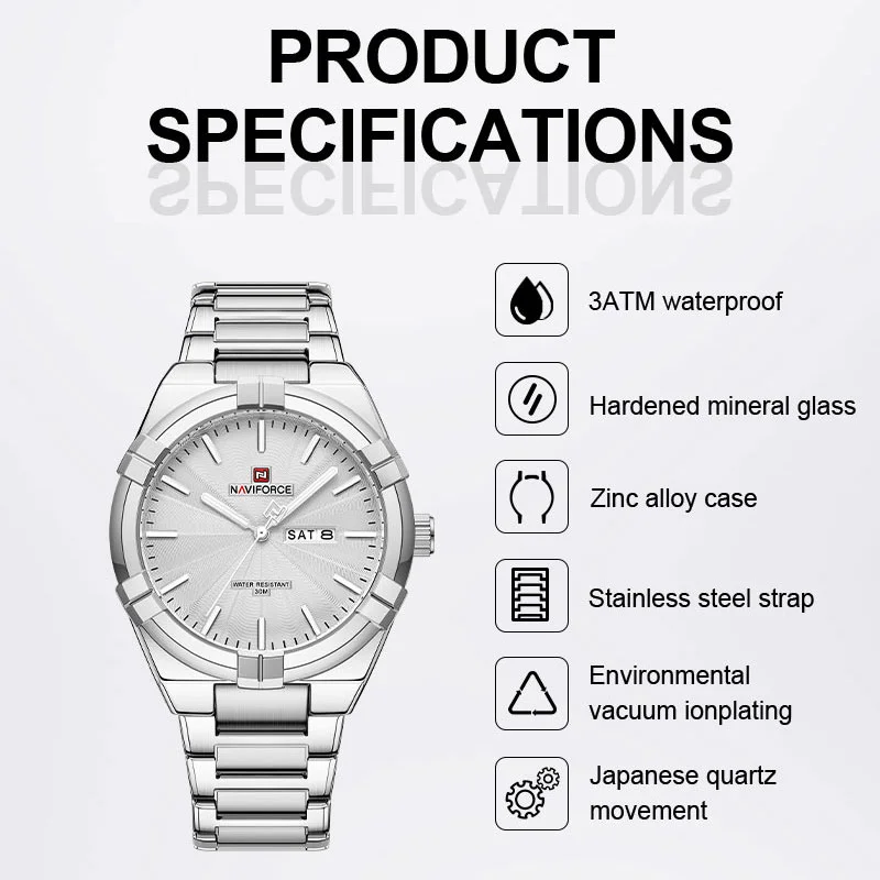 2023 Top Brand NAVIFORCE Men\'s Watches Fashion Casual Quartz Wristwatch Stainless Steel Waterproof Clock Relogio Masculino